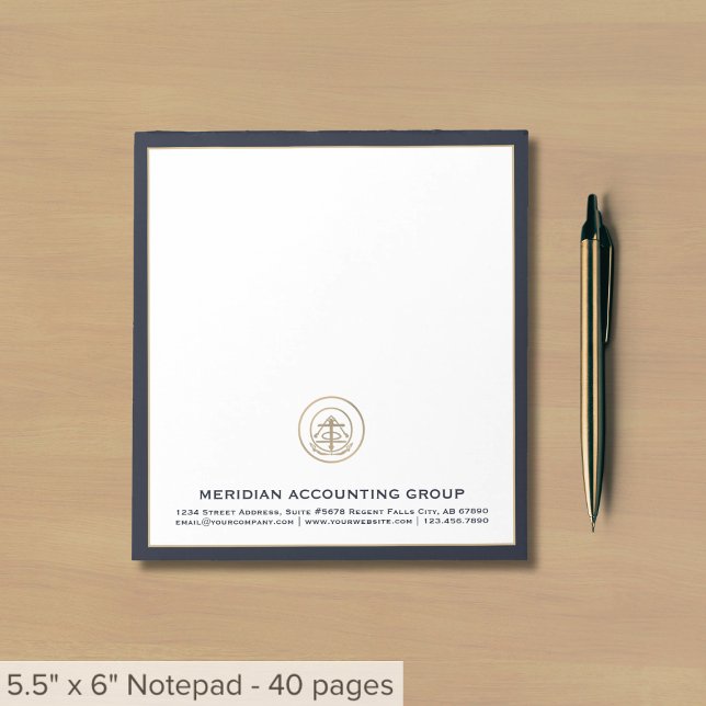 Bloc-note Logo de l'entreprise Bordure bleue de la marine (Créateur téléchargé)