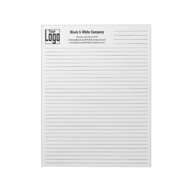 Bloc-note Logo de l'entreprise Contact Ligne noire Règle uni (Tourné)