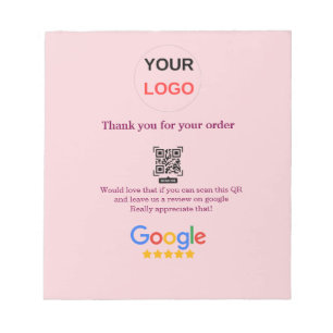 Bloc-note logo de l'entreprise de revue Google Scan QR revie