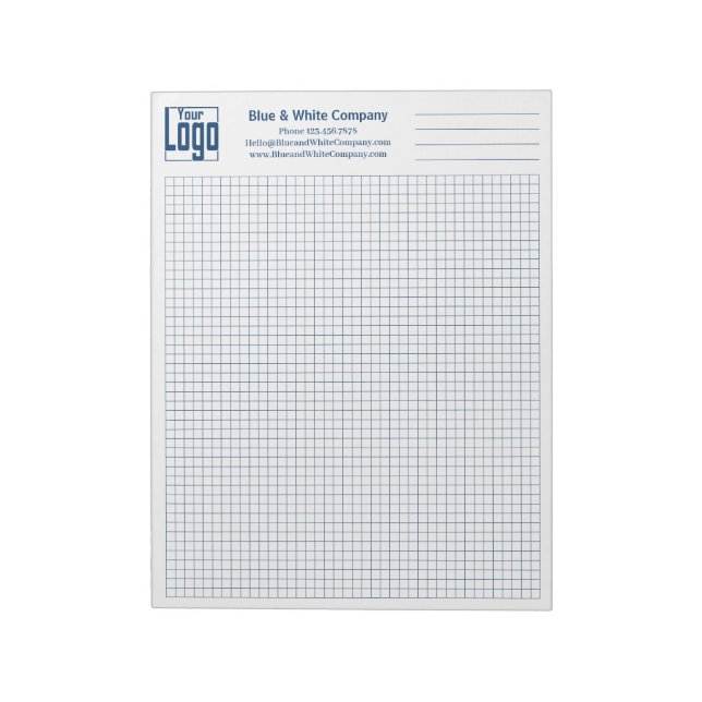 Bloc-note Logo de l'entreprise Grille bleue Graphique (Tourné)