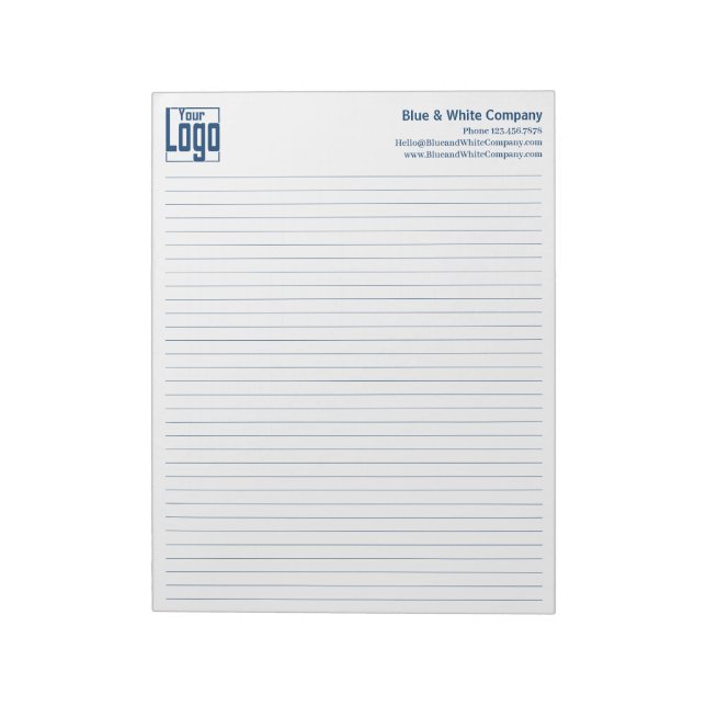 Bloc-note Logo de l'entreprise Lignes bleues Règle universit (Tourné)