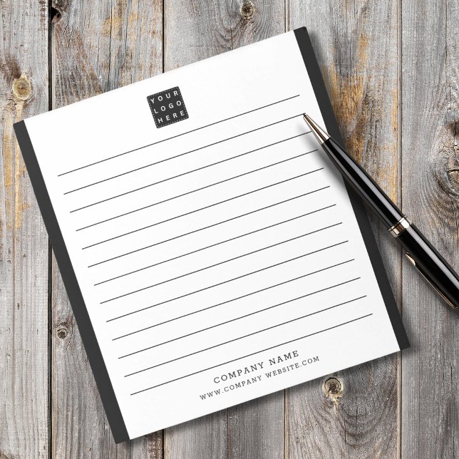 Bloc-note Logo de l'entreprise personnalisée Nom commercial  (Custom Company Logo Business Name Black Border Notepad
)