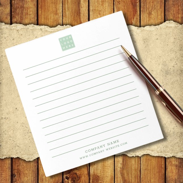 Bloc-note Logo d'entreprise personnalisé Nom de l'entreprise (Custom Business Logo Company Name Green Lined Notepad
)