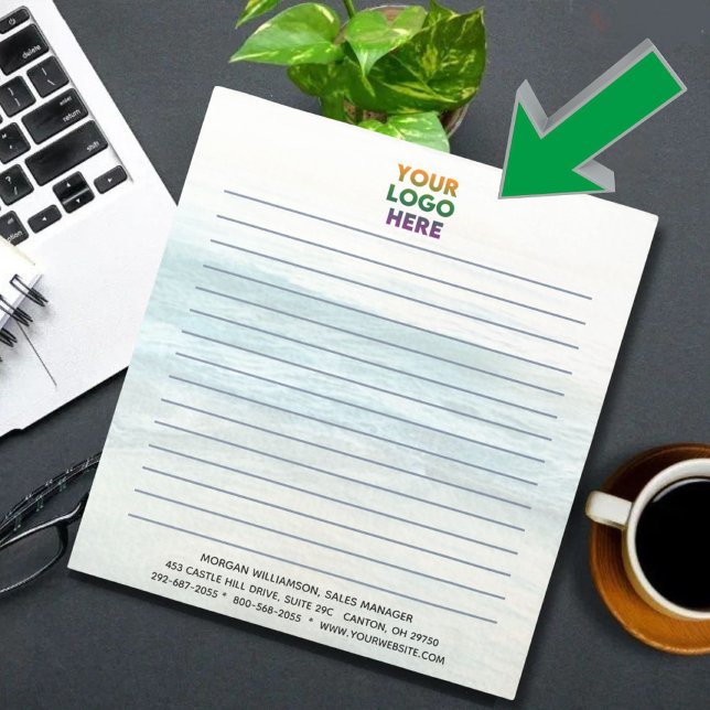 Bloc-note Logo d'entreprise unique Arrière - plan Océan (Créateur téléchargé)