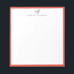 Bloc-note Logo du chef Casquette Cadre rouge<br><div class="desc">Vintage dessin du logo casquette du chef avec cadre rouge fiesta,  personnalisé avec nom,  bloc-notes. Le style et la couleur de la police de texte peuvent être customisés.</div>