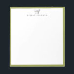 Bloc-note Logo du chef Casquette Poivre cadre vert<br><div class="desc">Vintage dessin du logo du chef casquette avec cadre vert tige poivre,  personnalisé avec nom,  bloc-notes. Le style et la couleur de la police de texte peuvent être customisés.</div>