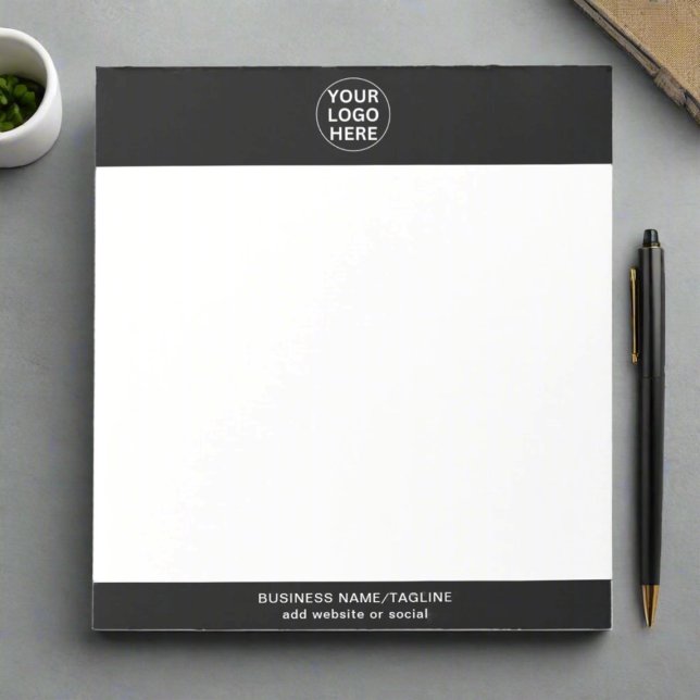 Bloc-note Logo et texte personnalisés l Professionnel noir e (Créateur téléchargé)
