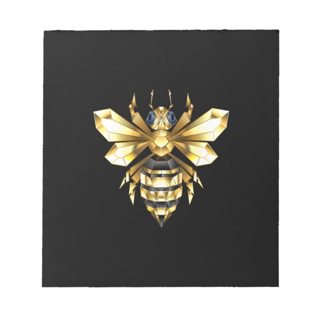 Bloc-note Logo Faux Gold Foil Bee Polygonal sur Noir (Devant)