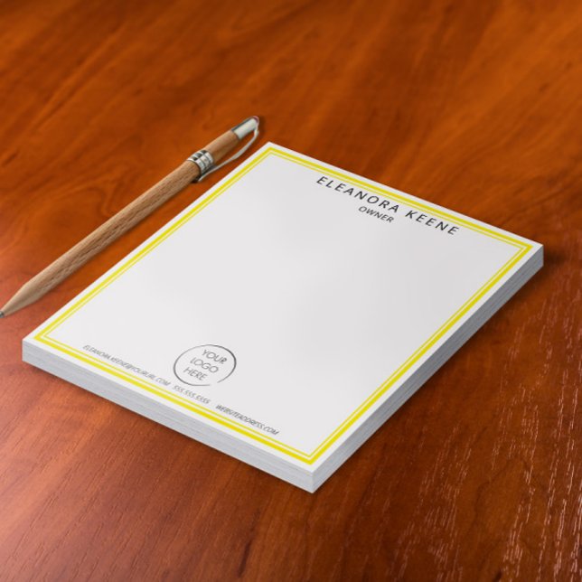 Bloc-note Logo Jaune, Nom, et Informations de Contact Entrep (Créateur téléchargé)