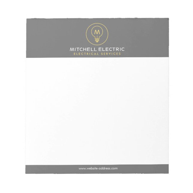 Bloc-note LOGO MONOGRAMME AMPoule pour ÉLECTRICIENS (Devant)