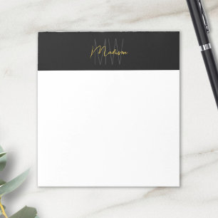 Bloc-note Logo Monogramme Noir et Or Moderne Minimaliste