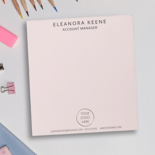 Bloc-note Logo Pale Blush, Nom et Coordonnées de l'Entrepris (Créateur téléchargé)