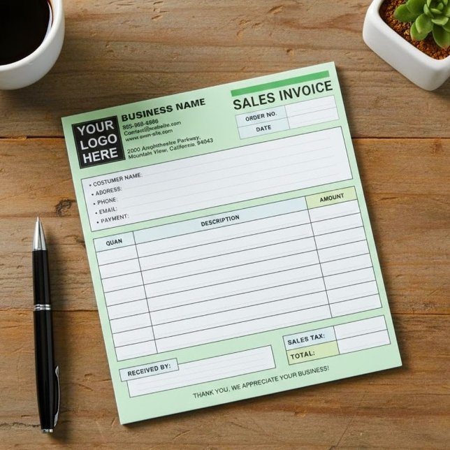 Bloc-note Logo personnalisé, reçu de facture de vente pour p (custom carbonless invoice forms, small business receipt notepad, cute receipt book for boutique)