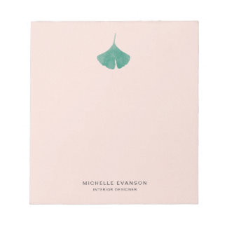 Bloc-note Logo Pink Ginkgo Pink Bleu Simple Nature