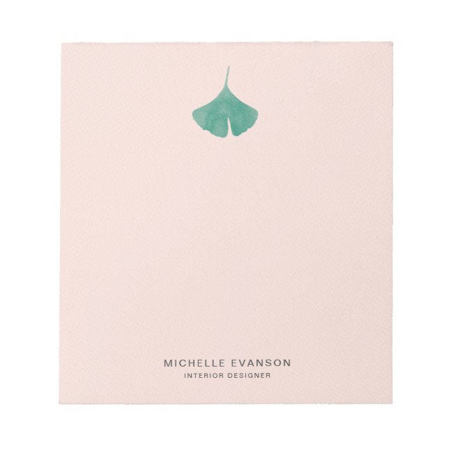 Bloc-note Logo Pink Ginkgo Pink Bleu Simple Nature (Devant)