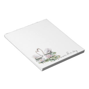Bloc-note Lotus rose romantique cygnes floraux pour toujours