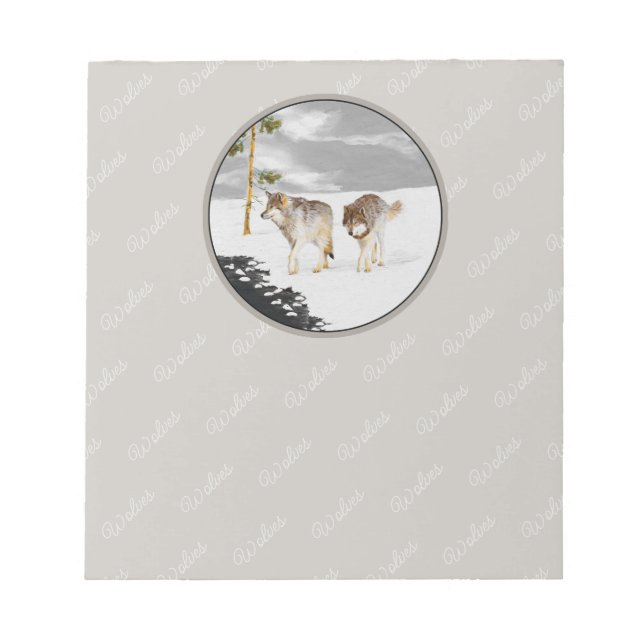 Bloc-note Loups en peinture sur neige - Art original de la f (Devant)