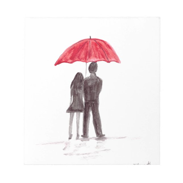Bloc-note Love couple with red umbrella romantic couple (Devant)