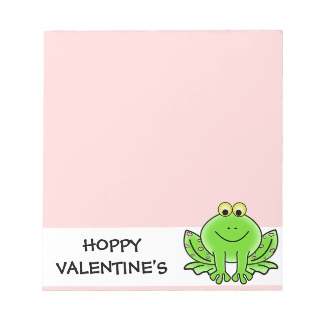 Bloc-note Love Frog Drôle Salutation : Hoppy Valentine's Day (Devant)