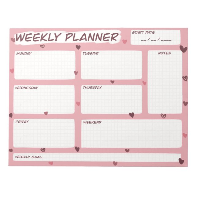 Bloc-note Love Heart Weekly Planner (Devant)