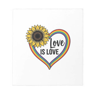 Bloc-note Love Is Love Tournesol Cœur Vintage Vector T-Shirt