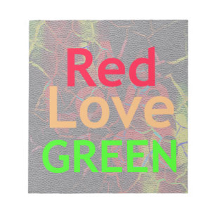 BLOC-NOTE LOVE RED GOLDEN VERT