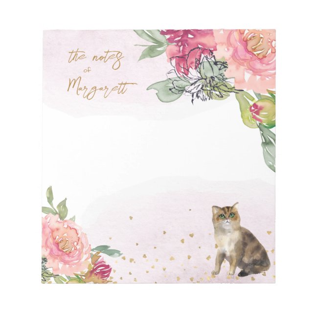 Bloc-note Loving Cat Illustration Girl Notes quotidiennes (Devant)