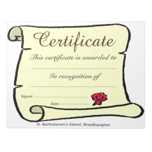 Bloc-note Low Cost School Certificate Scroll Sheets