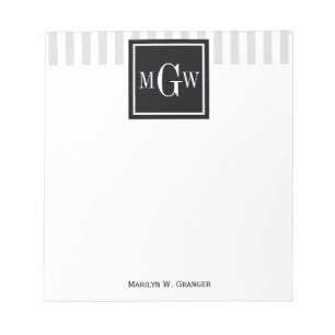 Bloc-note Lt Gris Blanc Gris Bleu Carré noir 3 Monogramme