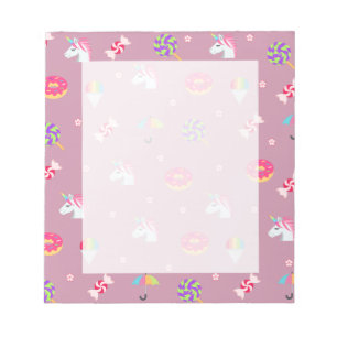 Bloc-note lucettes roses mignonnes de fleurs de sucreries de