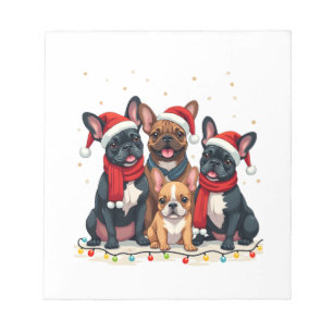 Bloc-note Lumières de Noël Bouledogues Français Xmas Frenchi