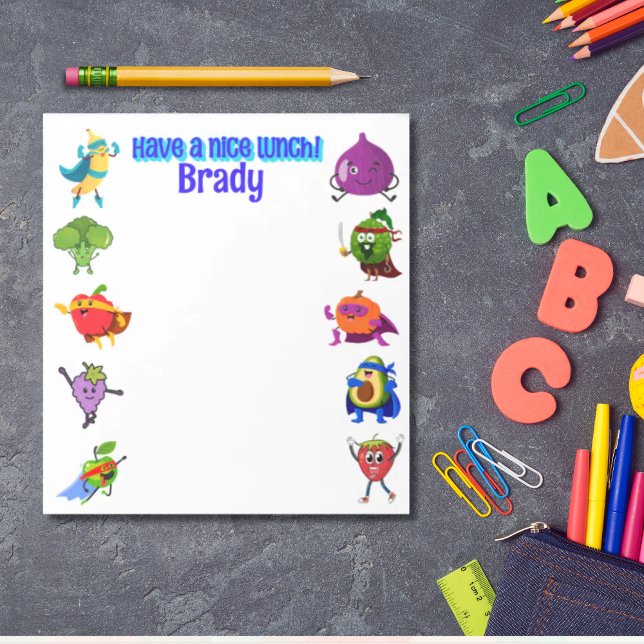 Bloc-note Lunchbox personnalisé nom d'amour nourriture super (Personalized back to school lunchbox love note  )