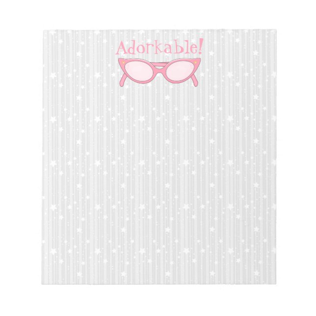 Bloc-note Lunettes de chat rose - Personnalisez-la (Devant)