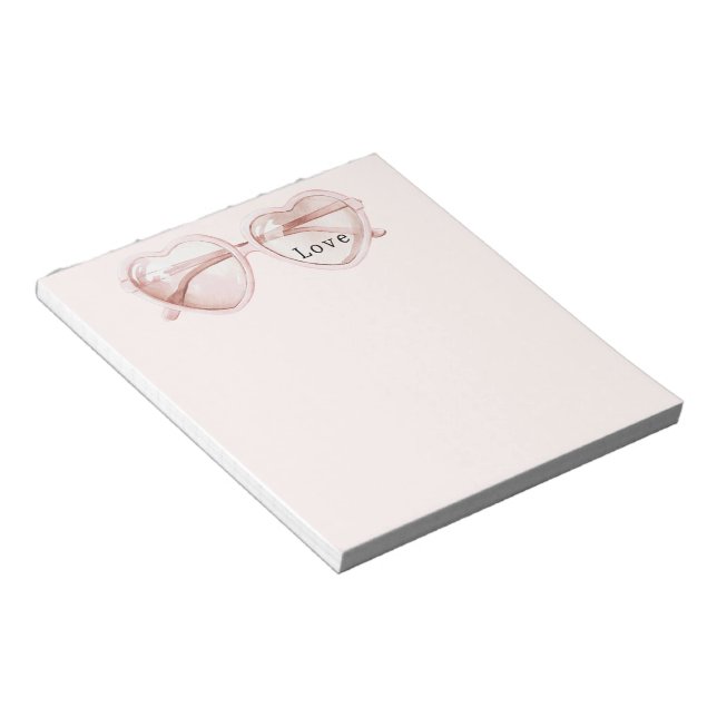 Bloc-note Lunettes de cœur rose Amour (Incliné)