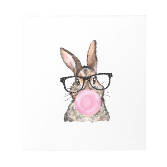 Bloc-note Lunettes de lapin mignon Bubble Gum jour de Pâques (Devant)