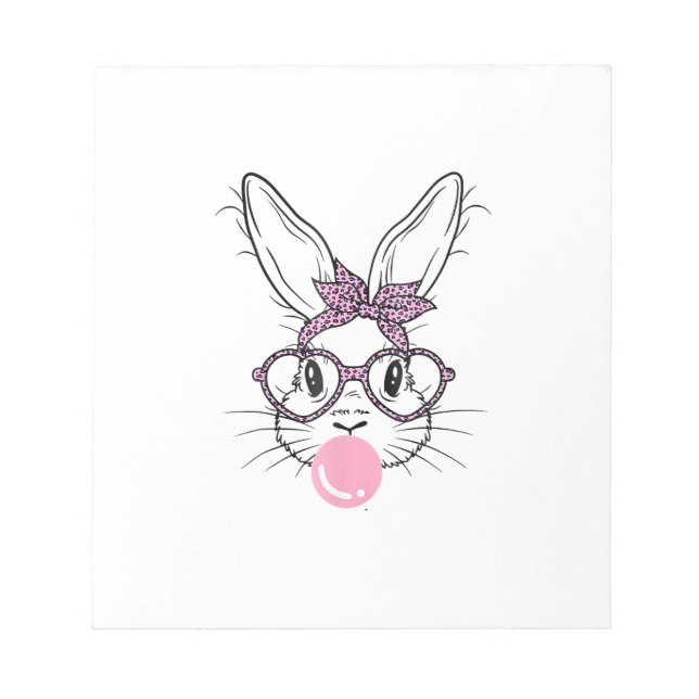 Bloc-note Lunettes de léopard visage de lapin Bubble Gum Jou (Devant)