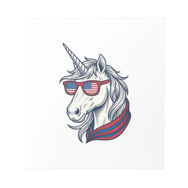 Bloc-note Lunettes de soleil drapeau licorne patriotique vec (Devant)