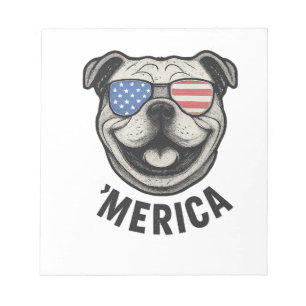 Bloc-note Lunettes de soleil Drapeau USA � 'MERICA Bulldog P
