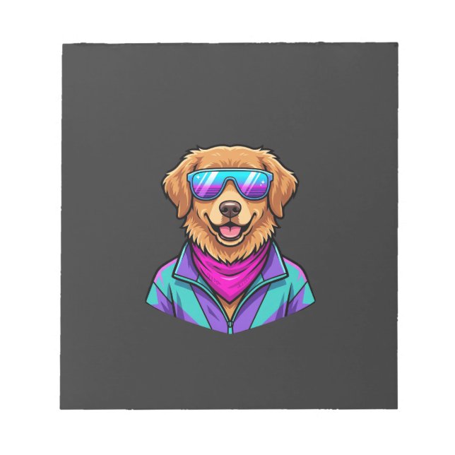 Bloc-note Lunettes de soleil pour chien mignon Art néon rétr (Devant)