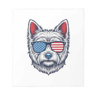 Bloc-note Lunettes de soleil pour chien Westie patriotiques 