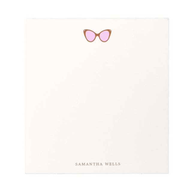 Bloc-note Lunettes de soleil rose rétro Merci personnalisé (Devant)