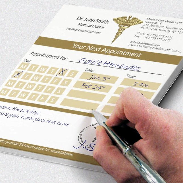 Bloc-note Luxe Gold Caduceus Précieux Rendez-vous Médicale (Créateur téléchargé)