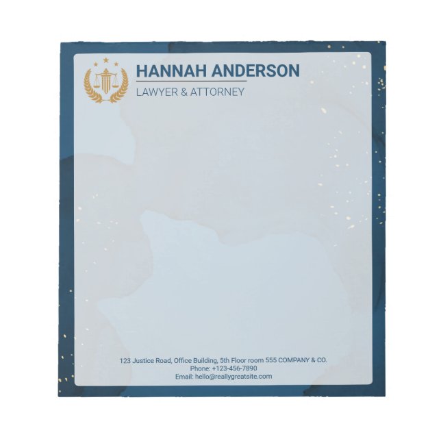Bloc-note Luxury Navy Look Attorney Logo, for Legal Professi (Devant)