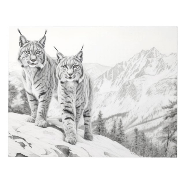 Bloc-note Lynx Animal Predator Wild Nature Encre Style (Devant)