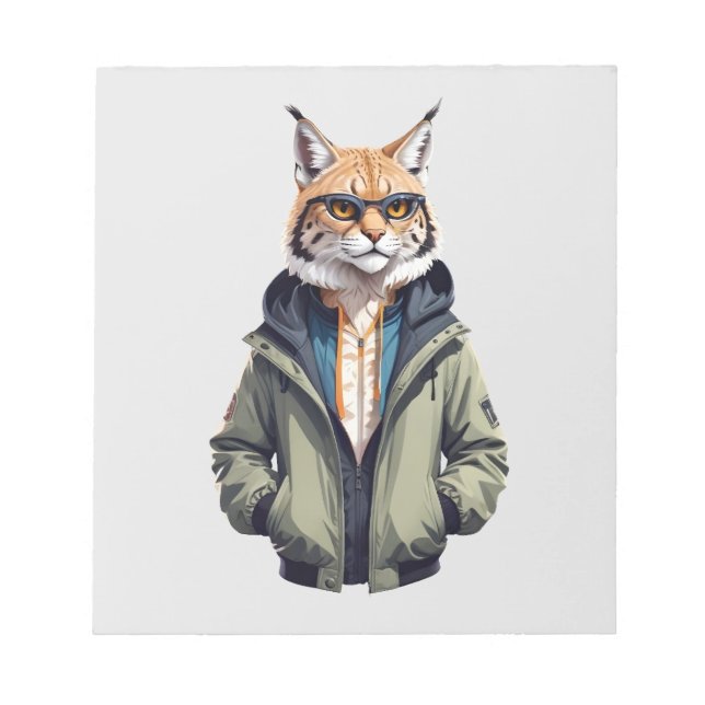 Bloc-note Lynx Portant un Sweat - shirt à capuche drôle Cool (Devant)