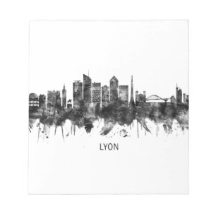 Bloc-note Lyon France Skyline BW