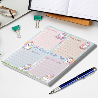 Bloc-note Ma liste de tâches personnelle Licorne Thème multi