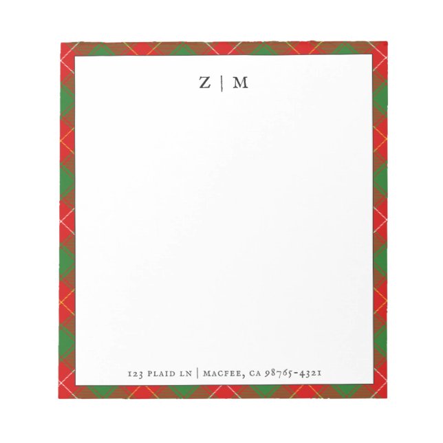 Bloc-note Macfee MacPhie Clan Tartan Plaid Motif (Devant)