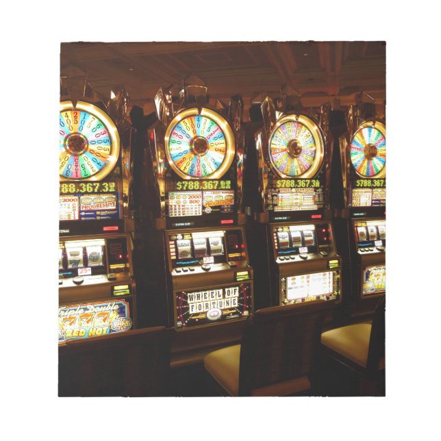 Bloc-note Machine à jouer un bandit armé argent Las Vegas (Devant)