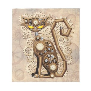 Bloc-note Machine de style rétro Vintage de chat Steampunk